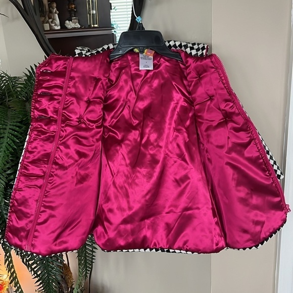 Brand New Penelope Mack Zip Up Pea Coat Black White Checkered Jacket & Hat - Picture 13 of 15